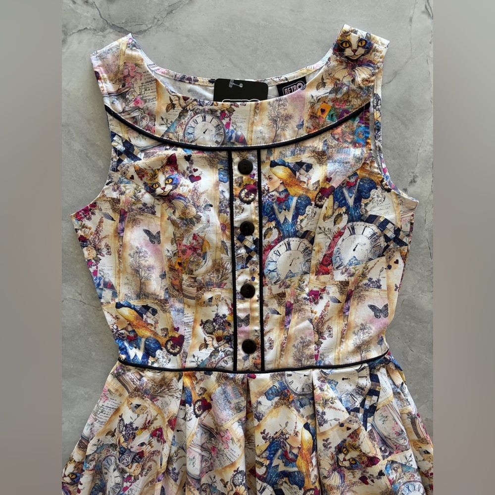 Alice in Wonderland Print Dress by Retrolicious